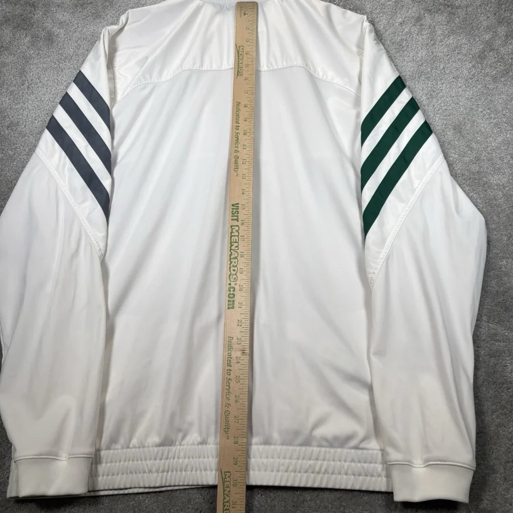 Adidas Track Jacket Mens XL Full Zip White Green Striped Climalite Soccer Y2K